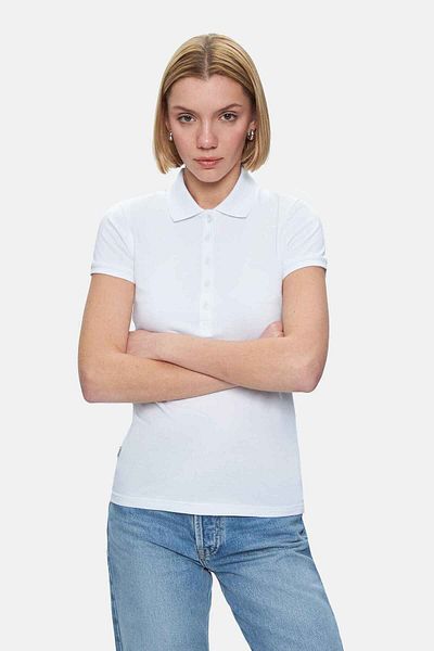 UCLA Shaver White Polo Collar Embroidered Women's T-shirt