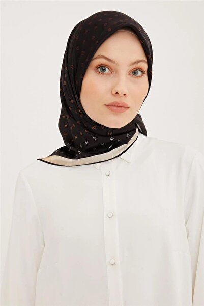 Armine İpek Eşarp Nostalji - 8936-02 Siyah Kahve Twill