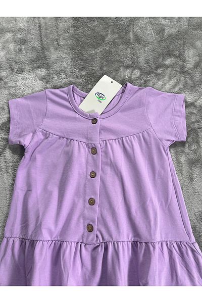 NEWKİDS 2-6 Years Old Buttoned Ruffled Girl's Dress