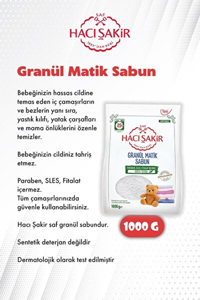 Hacı Şakir 7 Al 6 Öde 1000 gr Granül Matik Çamaşır Deterjanı Ve Rosıe