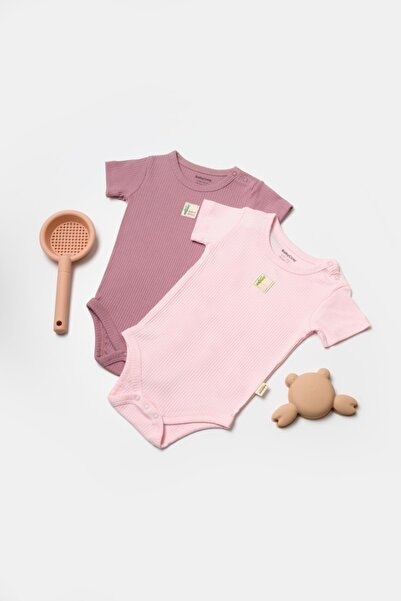 BabyCosy Organic Wear Set 2 body Bamboo,roz, BabyCosy, 50% bumbac+50%bambus