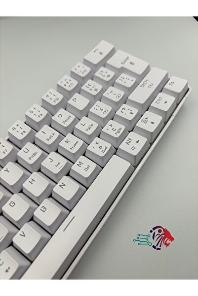 silabor T60 Beyaz Renk Kırmızı Switch RGB Mekanik Kablolu Driverli Oyuncu Klavyesi T60 Mini Türkçe Q Klavye