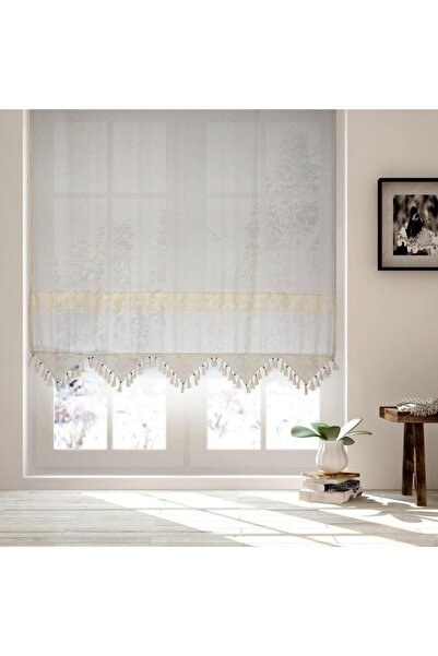 Demirhan Perde Ara Güpürlü Natural Tül - Buldan Işi Bohem Perde - Keten Pamuk...