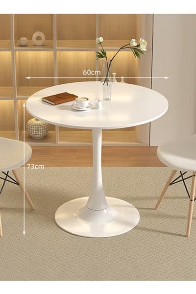 Taimi Style Dining Table is Perfect for a Home Dining Room It has a Round top White 60x60x73Cm