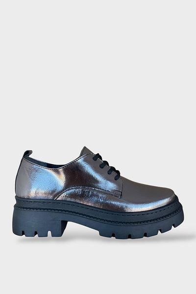 Liger Pantofi Oxford pentru damă cu șireturi, cu talpă înaltă, BRONZE