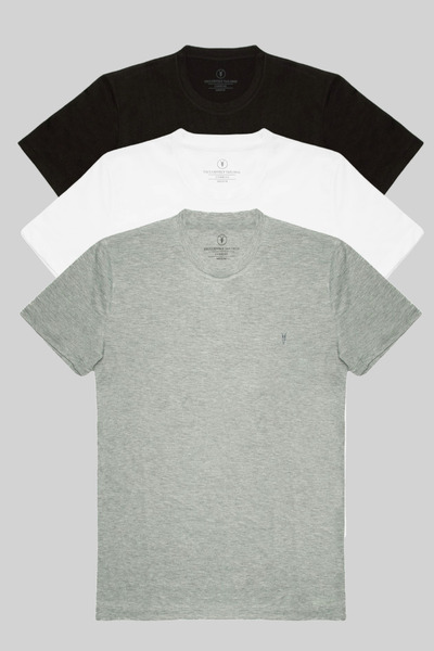 MAXIMILLIAN Ανδρικό μπλουζάκι 3 τεμαχίων 100% βαμβακερό Basic Crew Neck