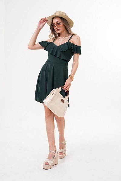H&E LUXURY DESIGN Women's Collar Detailed Rope Strap Dress