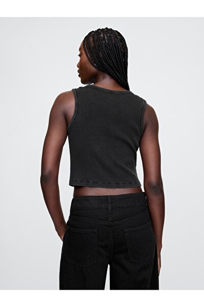 GAP Kadın Siyah Crop Fitilli Atlet