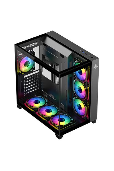 SHARX Case (GX700-B) Profin Atx Mid-tower , 7x120mm Argb Fans, Tempered Glass, Type C, Usb 3.0/2.0.
