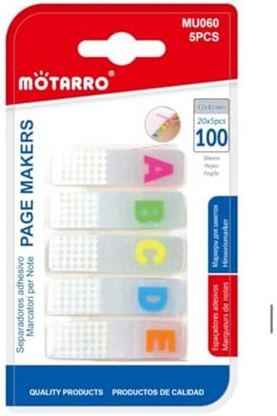 MOTARRO Page Markers Sticky Tabs – (20X5PCS) Colored Index Tabs, Writable For Books