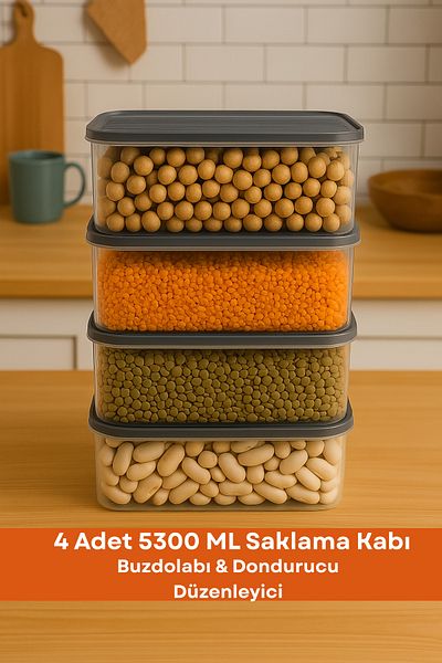 welcomein Microwave Compatible 4X5300 ml Anthracite Storage Container