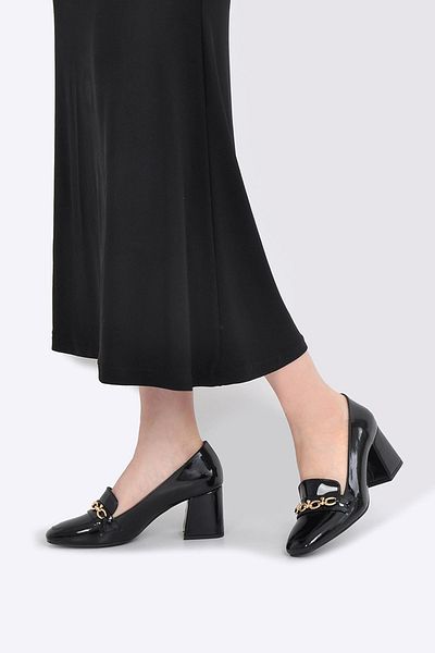 Vizon Ayakkabı Women's Black Patent Leather Classic Heeled Shoes Vzn25Y-001