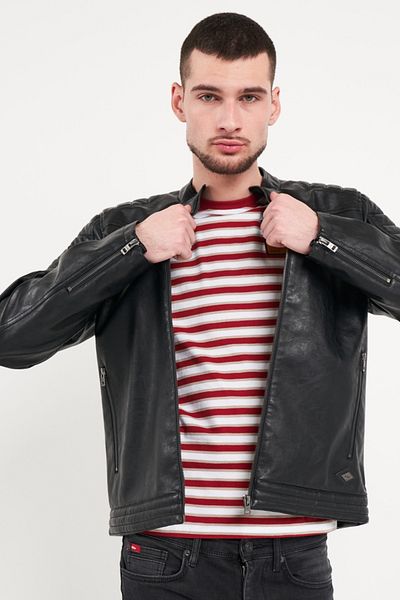 Lee Cooper Jacheta barbat din piele ecologica cu buzunare