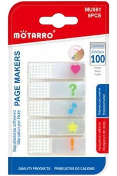 MOTARRO Page Markers Sticky Tabs – (20X5PCS) Colored Index Tabs, Writable For Books