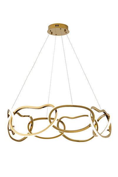 Apliqa Quon 8'li Gold 150 Watt Yuvarlak Modern Sarkıt Salon Led Avize