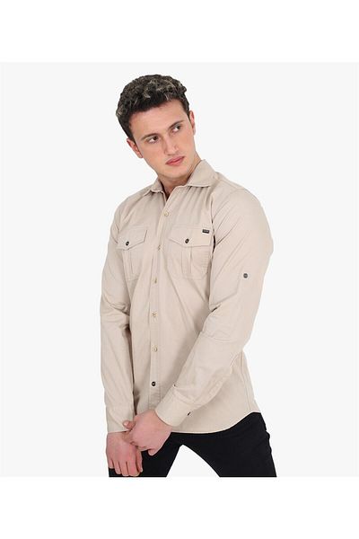 Banadamoda Μπεζ πουκάμισο Gabardine Regular Fit