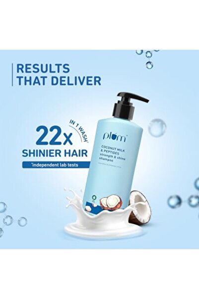 PLUM Coconut Shampoo for Dull Hair with Coconut Milk and Peptides for Strong & Shiny Hair | 250ml