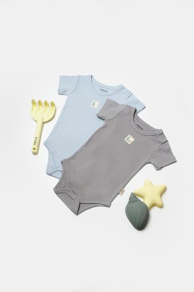 BabyCosy Organic Wear Set 2 corpuri Bambus, albastru, BabyCosy, 50% bumbac+50%bambus