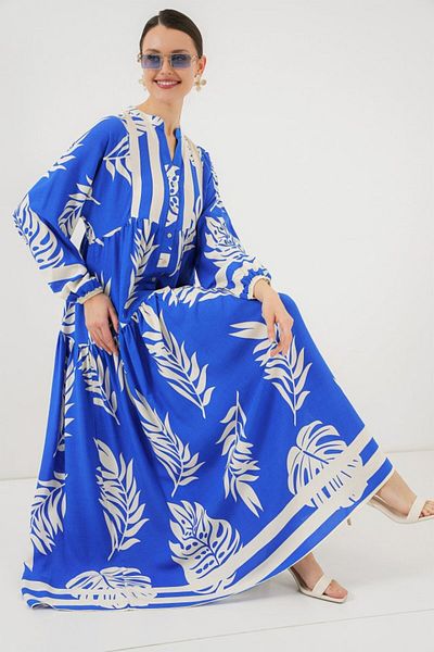 MRA Fashion 2423 Authentic Patterned Hijab Dress - Saks 3