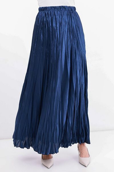MODAVERA Long Crinkle Skirt 8034 - D.Navy Blue