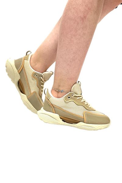 Liger Pantofi sport damă cu talpă înaltă, pantofi bej