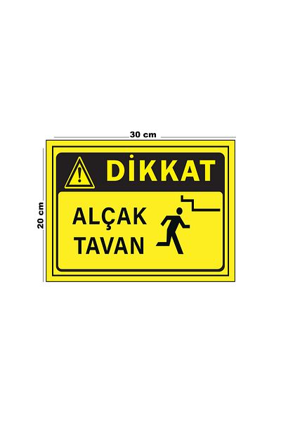 Lucena Metal Attention Low Ceiling (Vertical) 20cm X 30cm A4 Size Warning Sign Directional Sign
