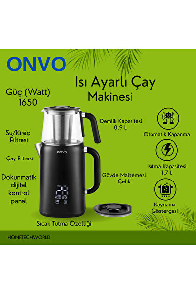 ONVO Dijital Ekranlı, Isı Ayarlı Elektrikli Çay Makinesi