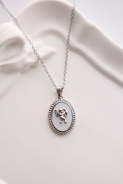 EFBUTİK Stainless Steel Silver Color Eros Angel Pendant