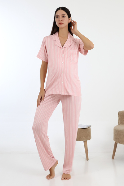 LİKAPA Likapa Μπροστινά Κουμπιά Πιτζάμες Μητρότητας Κοντό μανίκι