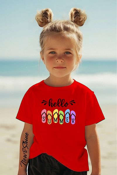 New Shine 1 T-Shirt Is a Gift for Purchases of 6 or More in the Cart - Hello Summer Printed Oversize Children's T-Shirt