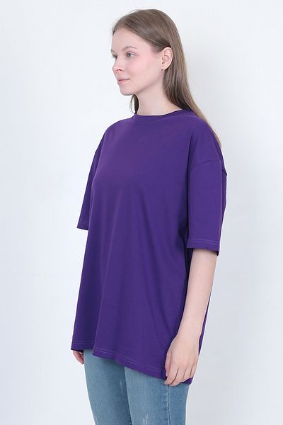 LW Lost wintage Μπλουζάκι Unisex με φαρδύ λαιμόκοψη Oversize 100% βαμβακερό μωβ