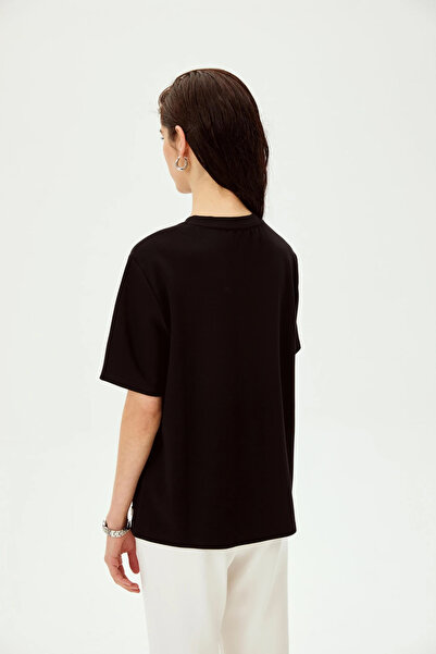 Allyco Πλεκτό μπλουζάκι με κοντό μανίκι με ίσιο κομμένο λαιμό