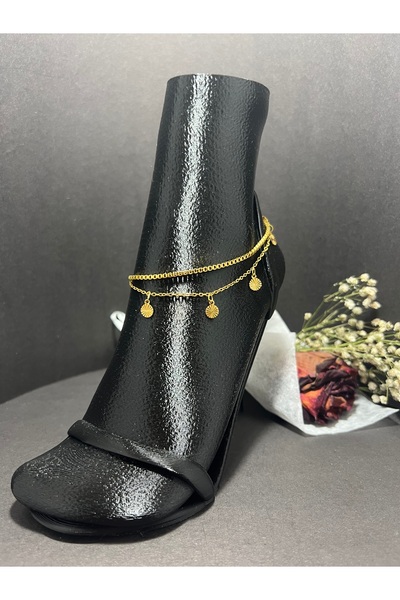 Store çift zincirli plaka model çelik halhal