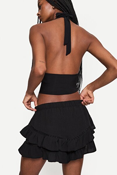 Bershka Büzgülü halter yaka bluz