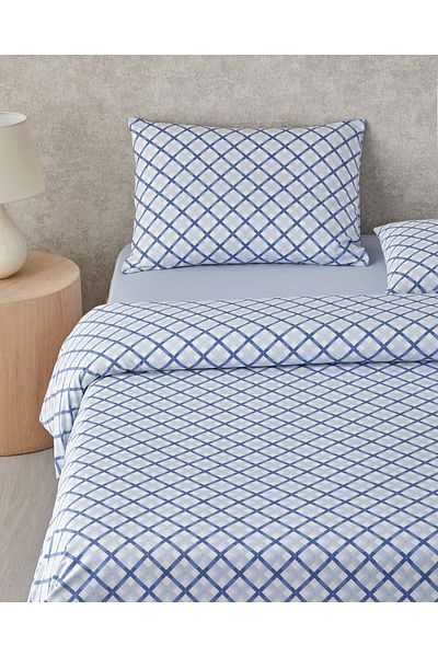 English Home Natural Whirl Easy-Iron Single Duvet Cover Set 160X220 cm Blue - Beige