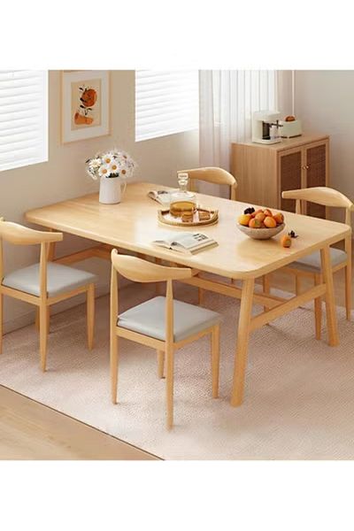 Taimi Solid Wood Dining Table Nordic Design Living Room Set Waterproof Without Chairs Size 120x60x75cm