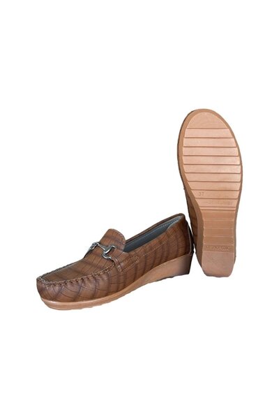 Liger Γυναικεία παπούτσια μπαλαρίνας καφέ Wedge Heeled