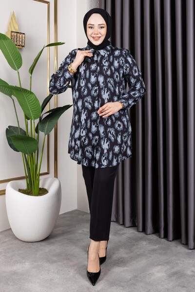 Sfg Life Moda Γυναικεία ρούχα για μανίκια και αθλητικά ρούχα Κομψά μοτίβα με λεπτομέρεια με κουμπιά Πλεκτό πουκάμισο-τουνίκ από βισκόζη