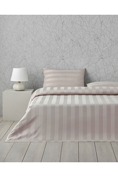 English Home Deluxe Çizgili Pamuk Saten Çift Kişilik Nevresim Takımı 200x220 ...
