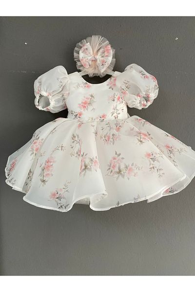 İlknur Karaca Design Ροζ λουλούδι ύφασμα οργάντζα για κορίτσια παιδικό φόρεμα γενεθλίων ειδικής περίστασης