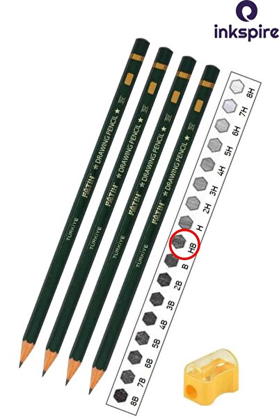 inkspire قلم رسم HB متدرج 4 قطع مجموعة أقلام رسم رسمية رقمية من Fatih