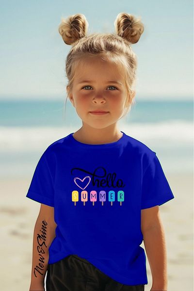 New Shine 1 tricou este un cadou pentru achiziții de 6 și mai sus în coș - Tricou pentru copii oversize imprimat Hello Summer