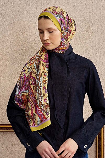 ED Scarf Pamuk İpek Diamora Şal - Sarı