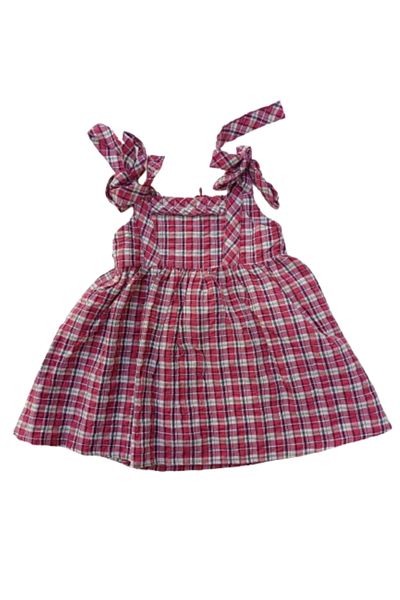 Çikoby Girl's Dress Strappy Checkered Woven Cotton