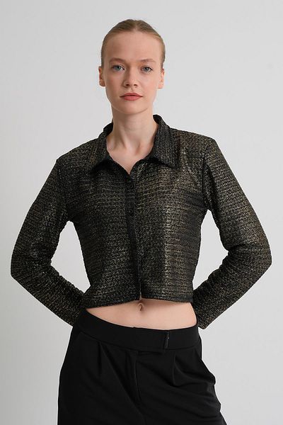 ALEXANDERGARDI Cămașă crop texturată cu mânecă lungă cu model