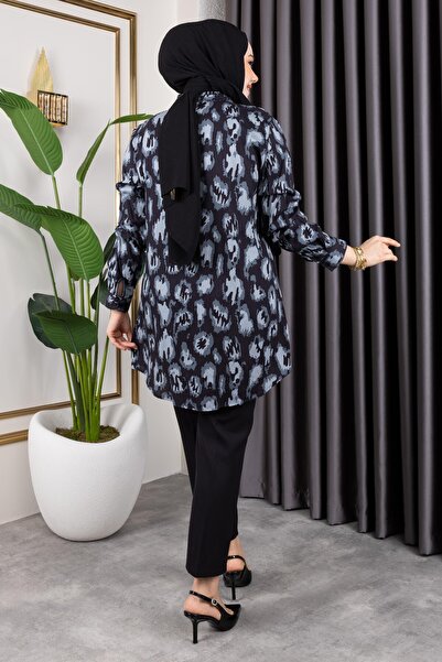 Sfg Life Moda Women's Hijab Clothing & Sportswear Suitable Button Detail Stylish Patterns Woven Viscose Shirt-Tunic