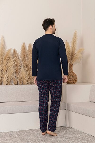 CALİA Чоловічий піжамний комплект з коротким рукавом, без коміра, з кишенями, 100% бавовна