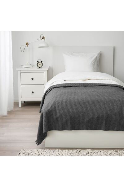 IKEA TJ RBLOMSTER Bedspread Grey 150x210 cm Soft Fleece Throw Blanket