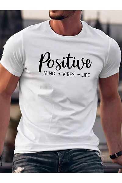 PENTHİLUS Simple Letter Printed Short Sleeve Casual T-Shirt for Men