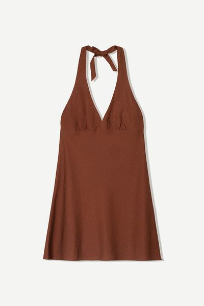 Bershka Linen blend halter mini dress